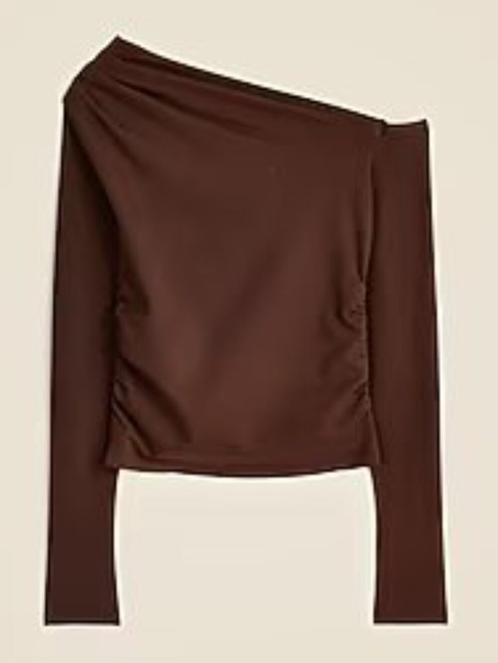 J. Crew Asymmetrical off the shoulder top in stretch cotton Brown M